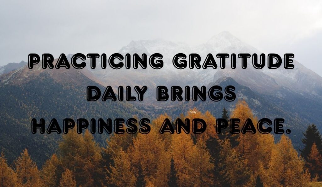 Practicing gratitude daily brings happiness and peace.